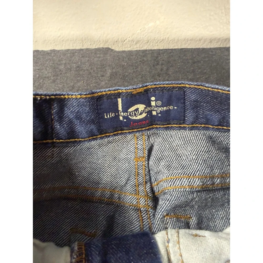 Y2k Vintage lei Life Energy Intelligence Flare Jeans Womens 9 Dark Wash Denim